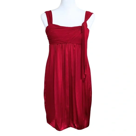 Vintage Y2K BCBG Maxazria Red Cocktail Party Silk Mini Dress XS Going Out Grad - Picture 2 of 9